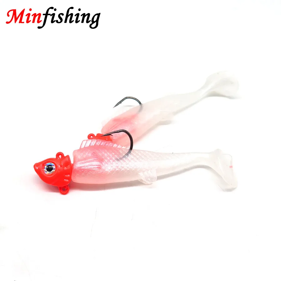 

Minfishing 2 Pcs/Lot Jig Head Luminous Soft Lure Artificial Bait Weight 4g/8.5g/16g River Fishing
