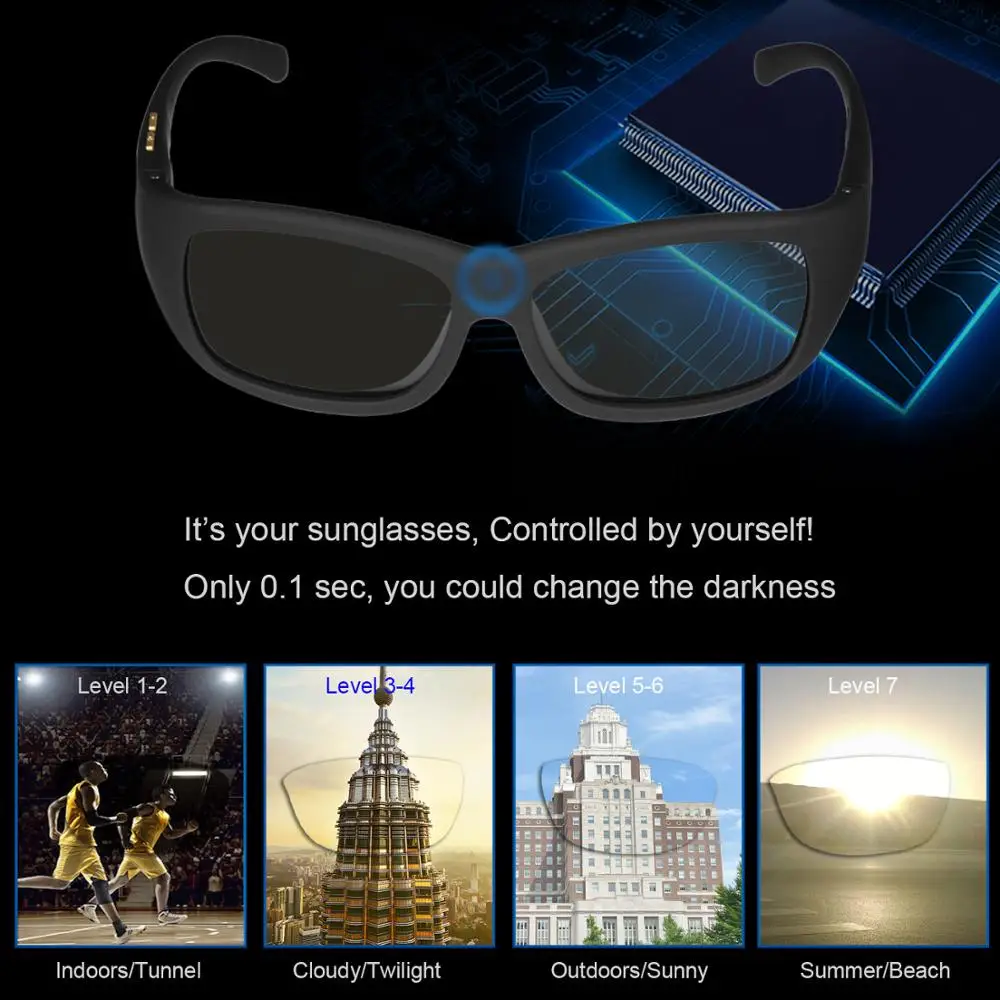 Original Design Magic LCD Sunglasses Men Polarized Sun Glasses Adjustable Transmittance Darkness Liquid Crystal Lenses