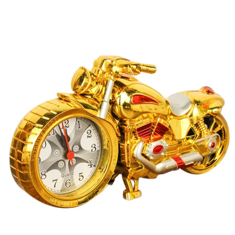 Creative Motorcycle Motorbike Pattern Alarm Clock Desk Clock Creative Home Birthday Gift Cool Clock (Wheel Type was Randomly)