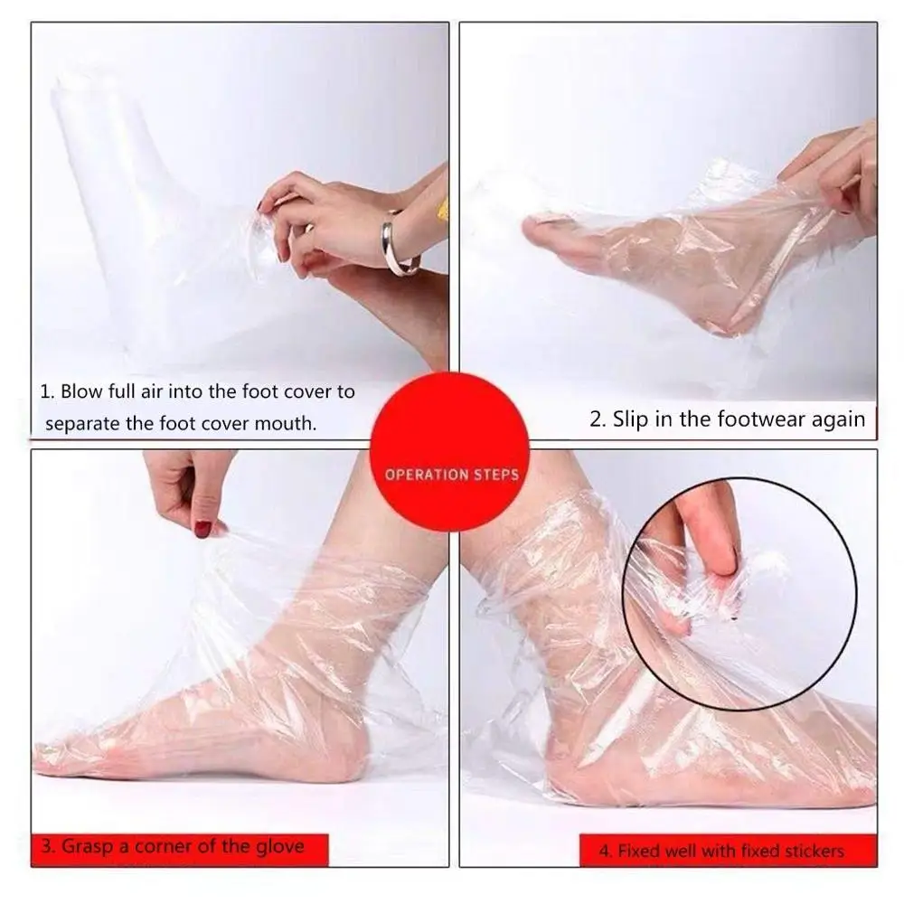 100 шт одноразовые перчатки одноразовые крышки для ног прозрачные пленки для ног для педикюра