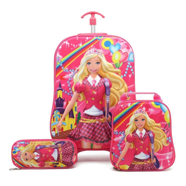 Детский чемодан на колесиках, чемодан на колесиках для мальчиков и девочек, Детский рюкзак, школьный рюкзак, Детская Подарочная сумка, сумка на колесиках, 3D Чемодан - Цвет: 20