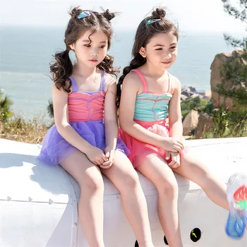 

Summer Children Swimsuit Fashion Baby Girls Ball Gown Cute Tutu Princess Swimwear With Swimming Caps Korean Style Kids Beachwear