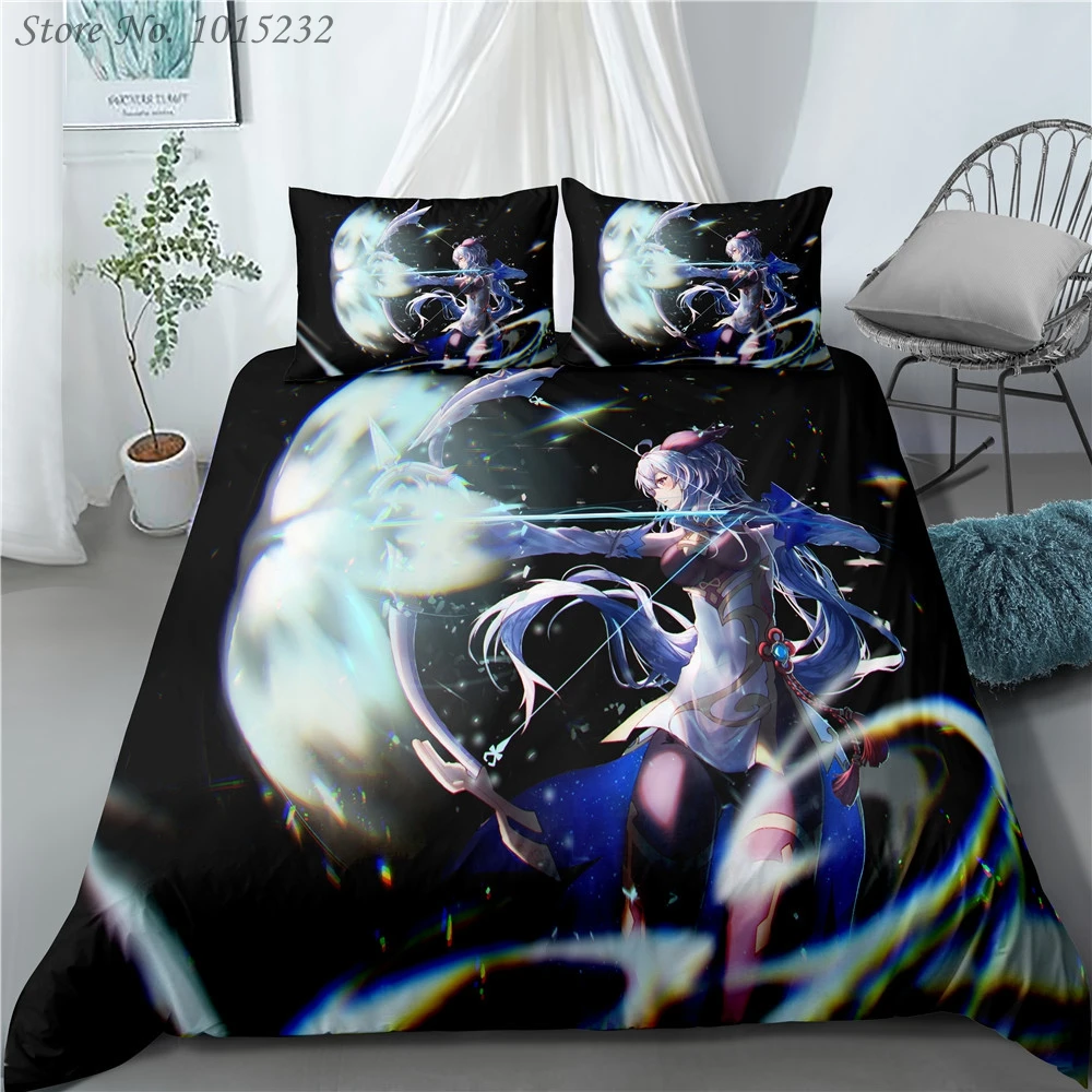 Genshin Impact 3D Printed Bedding Set Duvet Covers Pillowcases Comforter Bedding Set Bedclothes Bed Linen 01