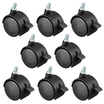 

uxcell 8 Pcs 2 Inch Swivel Caster Wheels Nylon 360 Degree Threaded Stem Caster Wheel with Brake M10 x 15mm 39lb Capacity