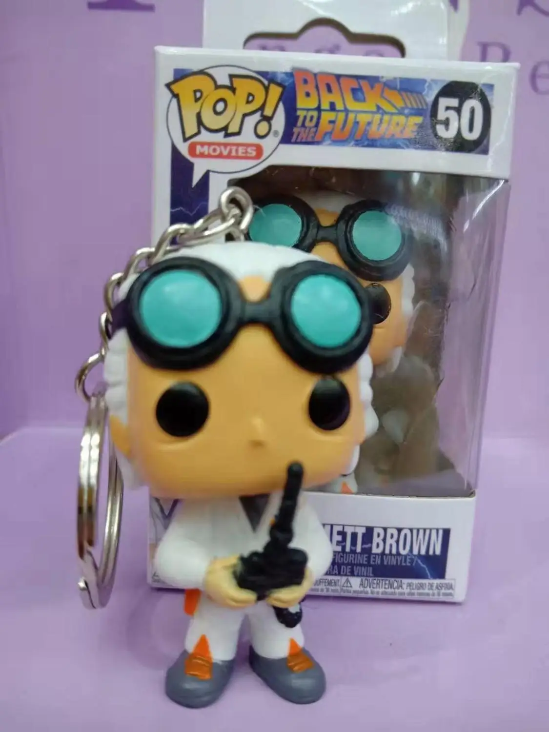 

POP Movie Back to The Future Dr. Emmett Brown Action Figure Toys Key Chain Original Box Car Key Pendant Gift For Kids