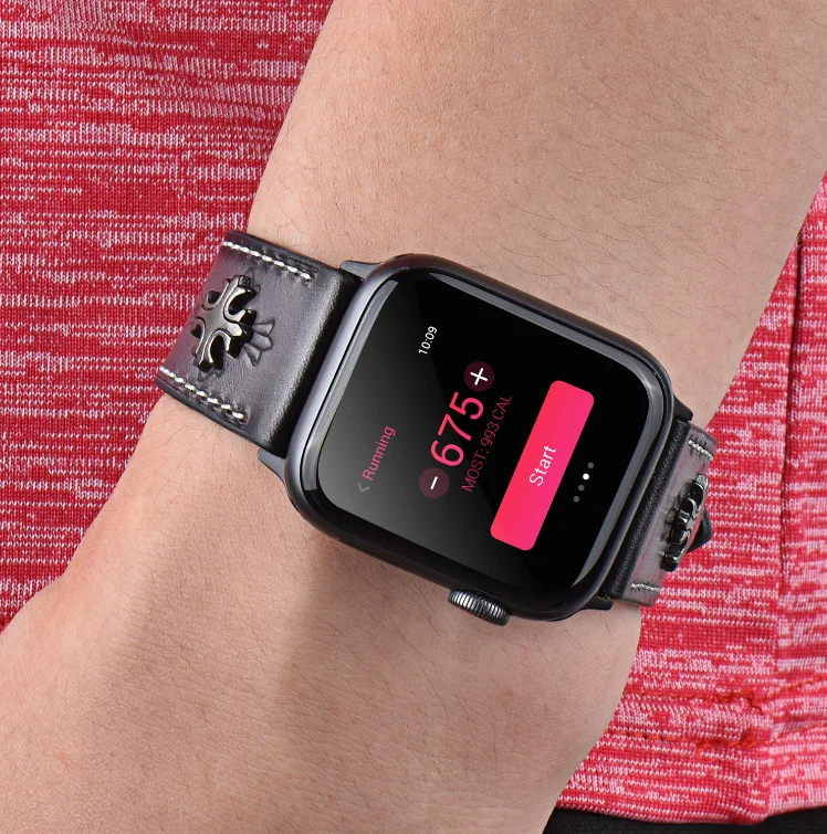Дизайн кожаный ремешок для Apple watch 5 4 3 2 1, Панк распятие для IWatch ремешок 42 мм 38 мм 40 мм 44 мм браслет