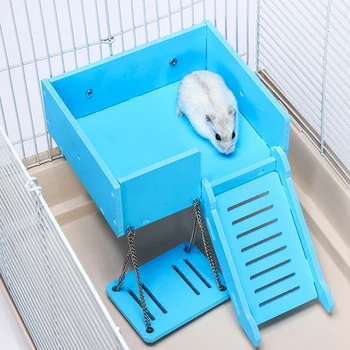

Wooden Hamster Crawling Ladder Swing Hanging Bed Climb Toys Set Squirrel Chinchilla Guinea Pig House Small Pet Supplies