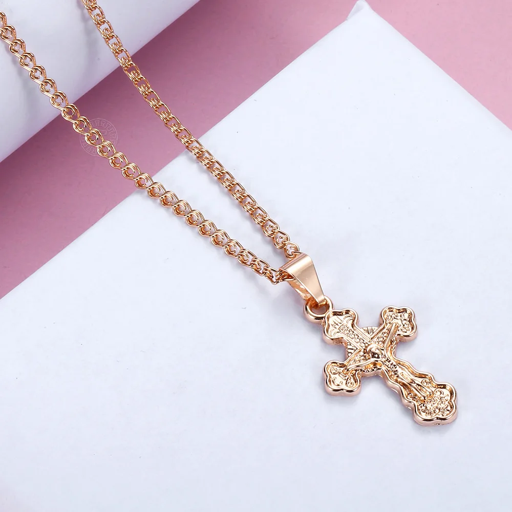 Rose Gold Pendant Gold Cross Silver Jesus Prayer Jesus Necklace