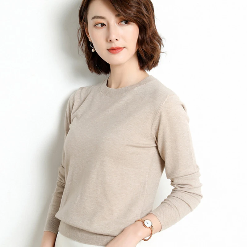 solid basic sweaters women knitted pullovers 2020 autumn casual jumper o neck plus size loose office ladies jersey mujer | Женская