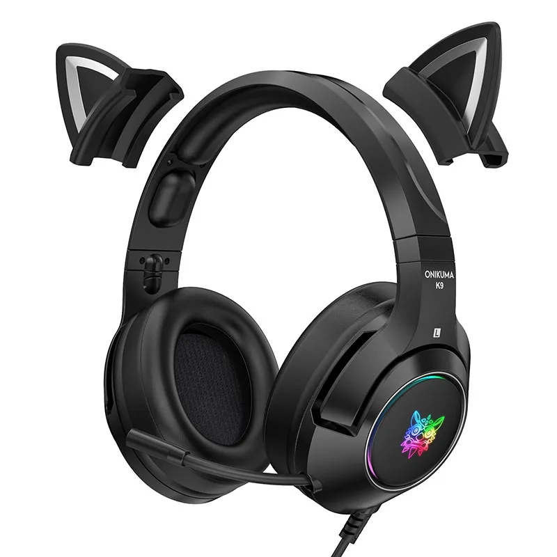 Orelha com Fio Fones de Ouvido com Microfone Fone de Ouvido Gaming Headset Gato Menina Bonito Redução Ruído 3.5mm Telefone Móvel Ps4 Gamer - Image 6