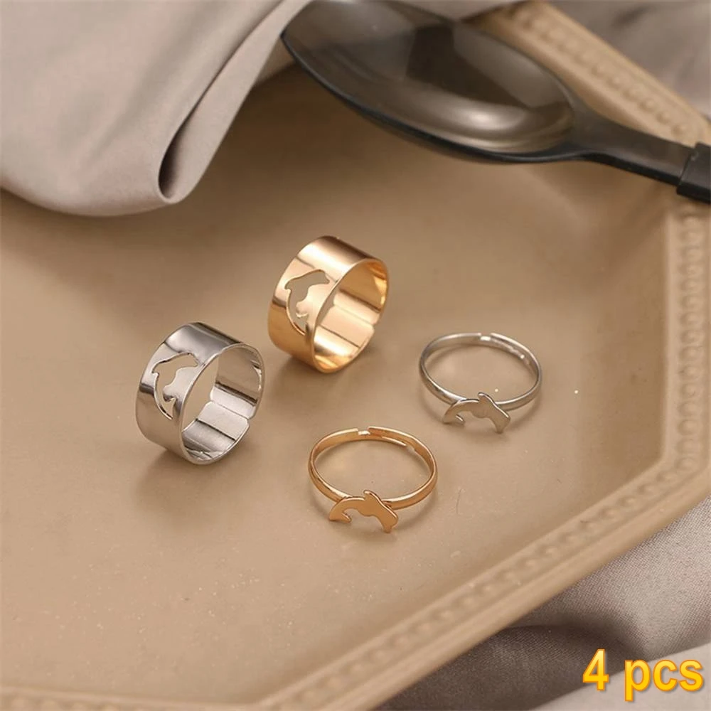IFMIA Trendy Gold Butterfly Rings For Women Men Lover Couple Rings Set Friendship Engagement Wedding Open Rings 2021 Jewelry 17