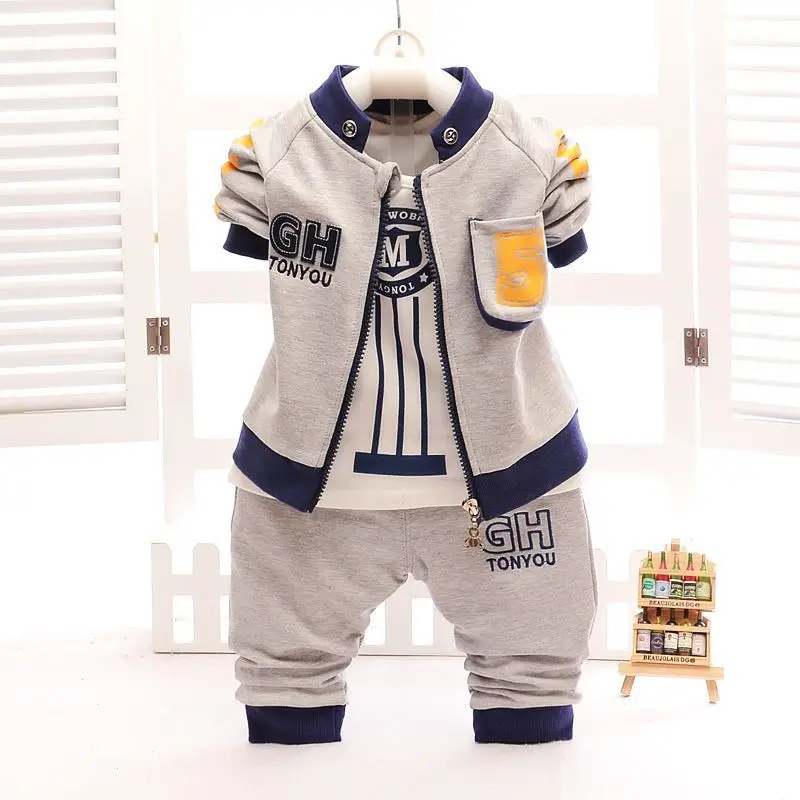 

Spring Autumn Children Clothes Set Baby Boys Clothing 3Pcs Jacket+T-shirt+Pants Set Kids Fashion Gentleman Outfit Suit