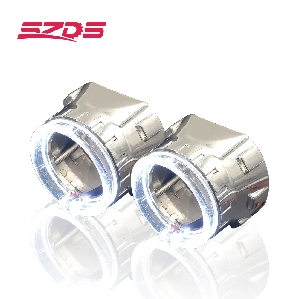 

2.5 Inch LED Running Lights Angel Eyes projector lens Silver shrouds for Projector shroud Mask HID xenon Headlight Car Styling