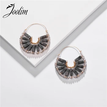 

JOOLIM Natural Stone Hoop Earrings High Quality American Earring