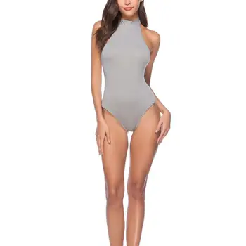 

2019 Women Turtleneck Skinny Bodysuit Sexy Solid Halter Slim Backless Hot Ladies Playsuits Strappy Bodycon Leotard Rompers