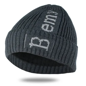 

Men's Winter Hat Unisex Knit Black Beanies Autumn Bonnet With Letter Thick Warm Hats Skullies Soft Knitted Outdoor Ski Beanies
