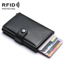 Качественная RFID визитница, мужские кошельки, RFID сумка для денег, Мужской винтажный черный короткий кошелек, маленький кожаный бумажник, мини-кошельки, тонкие