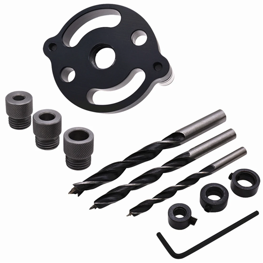 

11PCS Straight Hole Puncher Set Self-Centering Vertical Doweling Jig Drill Guide Woodworking Pocket Hole Locator Jig 6/8/10mm