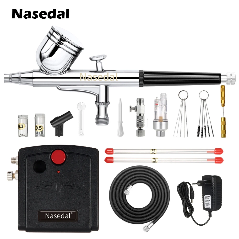 electric planer for sale Nasedal NT-19 Dual-Action Airbrush Compressor Kit 0.3mm Airbrush Spray Gun for Nail Airbrush Model Cake Car Fish Shoes Painting 3m performance spray gun