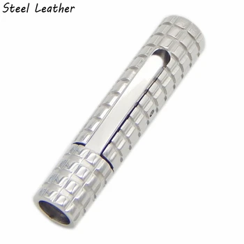 

20pcs/lot hole:4/5/6/7/8mm stainless steel spring press open clasps connectors for bracelets men leather cords making wholesale