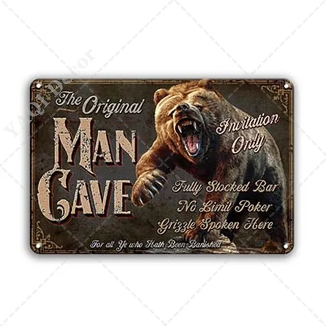 Man Cave Signs Vintage Metal Sign Plaque Metal Vintage Retro Tin Sign Wall Decor for Bar Pub Club Garage Iron Painting 60073