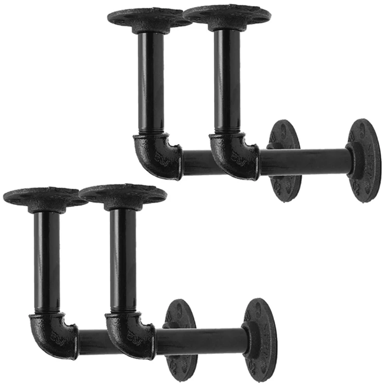 

Pipe Rack Bracket, 4 Piece Industrial Iron Pipe Bracket Bracket, Wall-Mounted, DIY Decoration for Floating Shelves of Farmhouse