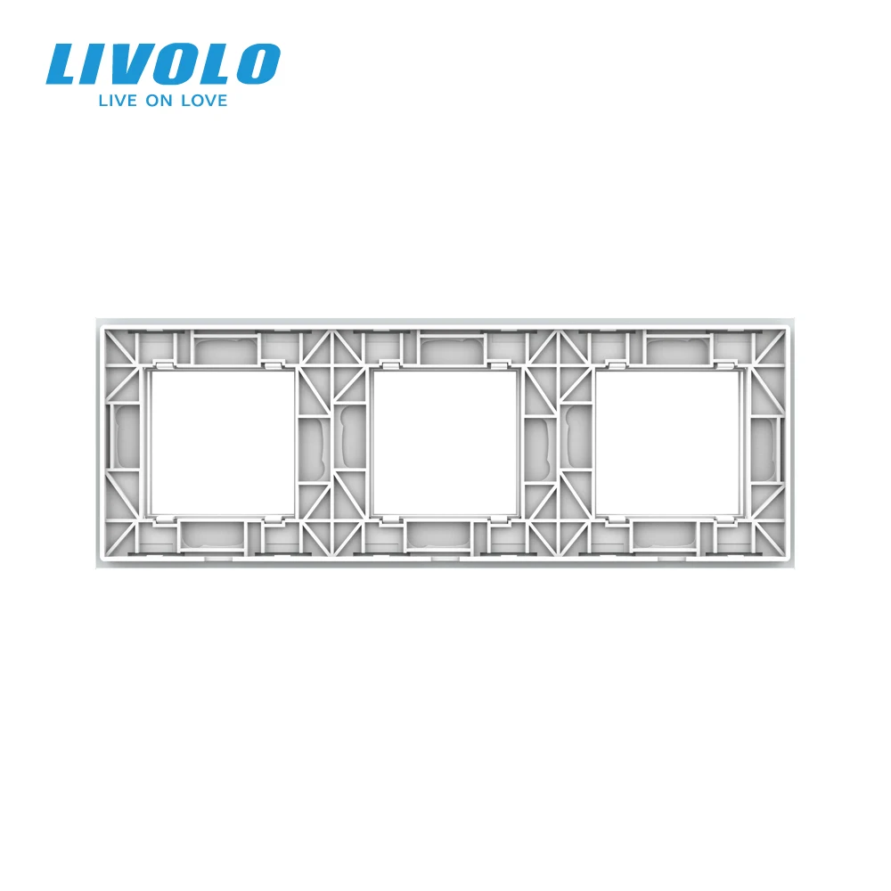 Livolo luxo pérola vidro de cristal, padrão da ue, triplo painel vidro para interruptor parede & soquete, nenhuma placa metai