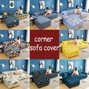 

Sectional L Shaped Sofa Cover Soft Elastic Couch Cover Wrinkle Resistant Anti-dust Floral Printed Sofa Covers For Living Room