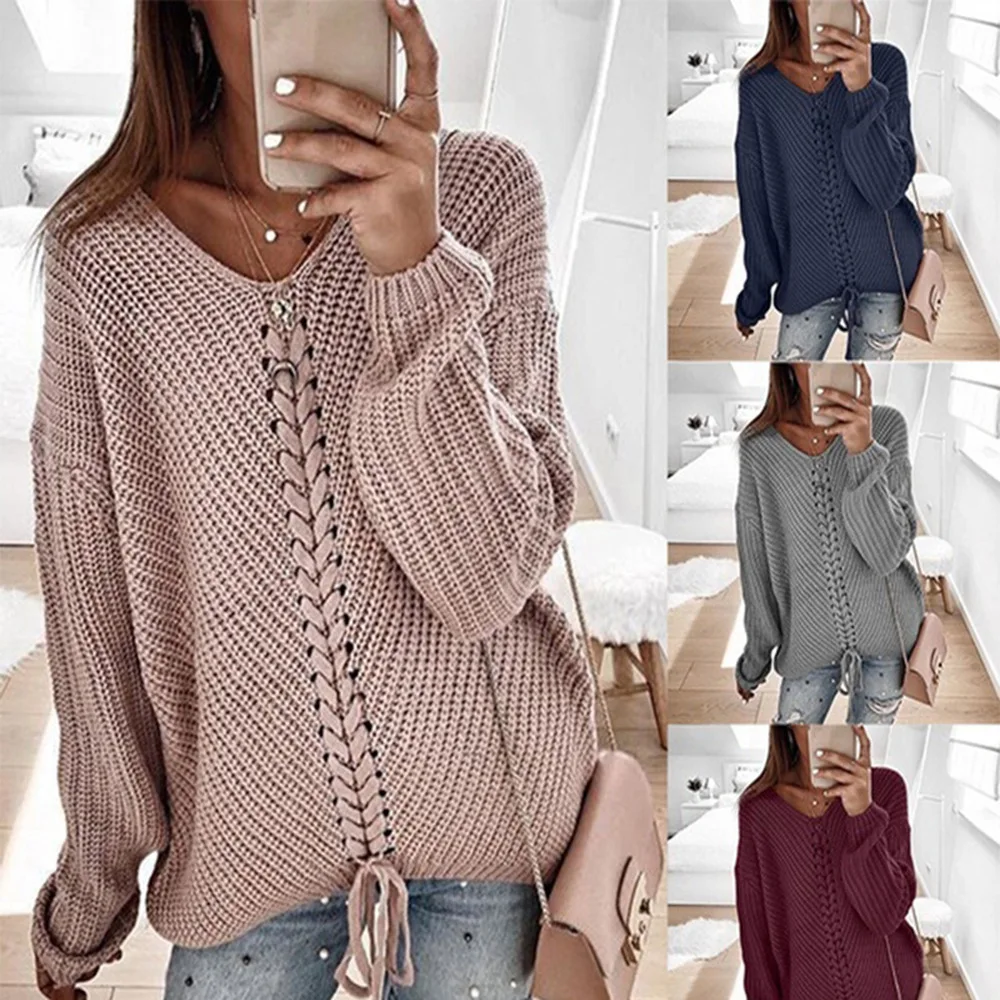 

Ribbed Sweater with Braids Women Autumn Long Batwing Sleeve Oversize Loose Thick Jumper Winter Woman Sweater Knitting Pullovers
