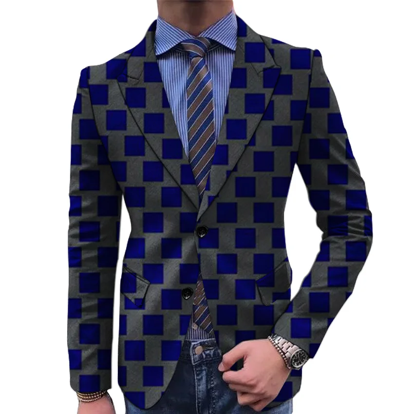 African print men's blazer custom made fashion suit jacket dashiki Ankara outfit smart casual Man's groom suit - Цвет: 1