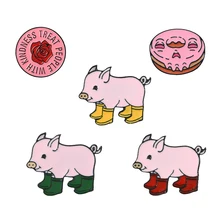 Rosa Coleção! Harry estilos pins redondo rosa flor chuva botas porco esmalte macio lapela pino distintivo broches