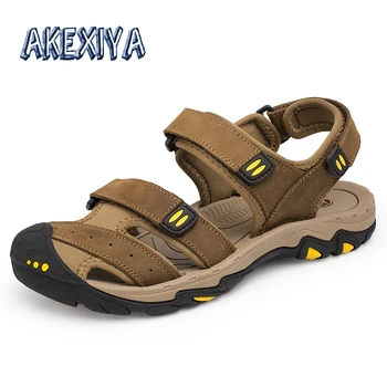 

Brand Mens Gladiator Sandals Summer Genuine Leather Mens Sandals Roman Style Mens Sandals Summer Outdoor Men Beach Sandals 38-48