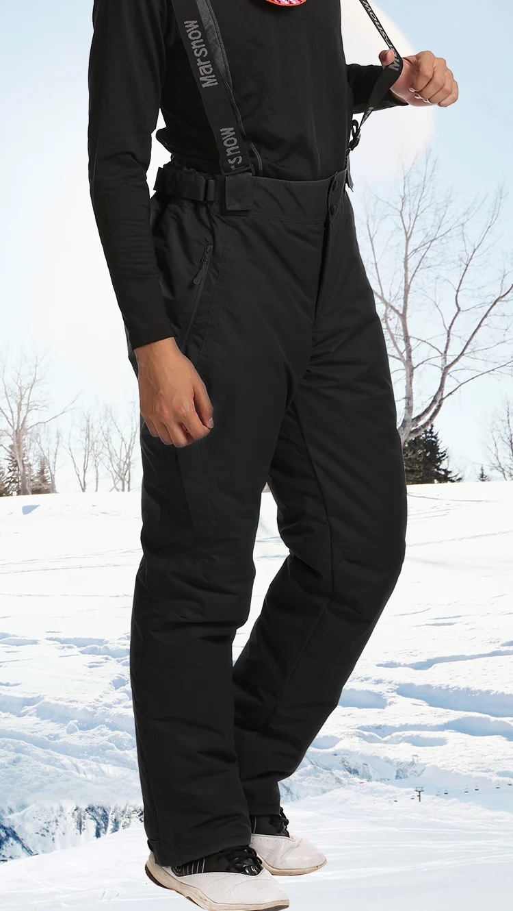 Лыжные брюки мужские водонепроницаемые утепленные теплые ветрозащитные подтяжки Сноубординг брюки мужские зимние брюки