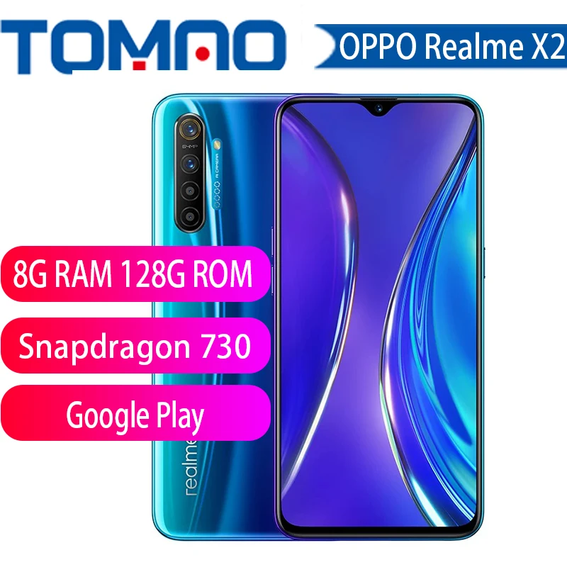 

Original realme X2 6.4''AMOLED Screen Moblie Phone Snapdragon 730 64PM Quad Camera Cellphone OPPO VOOC 30W Fast Charger