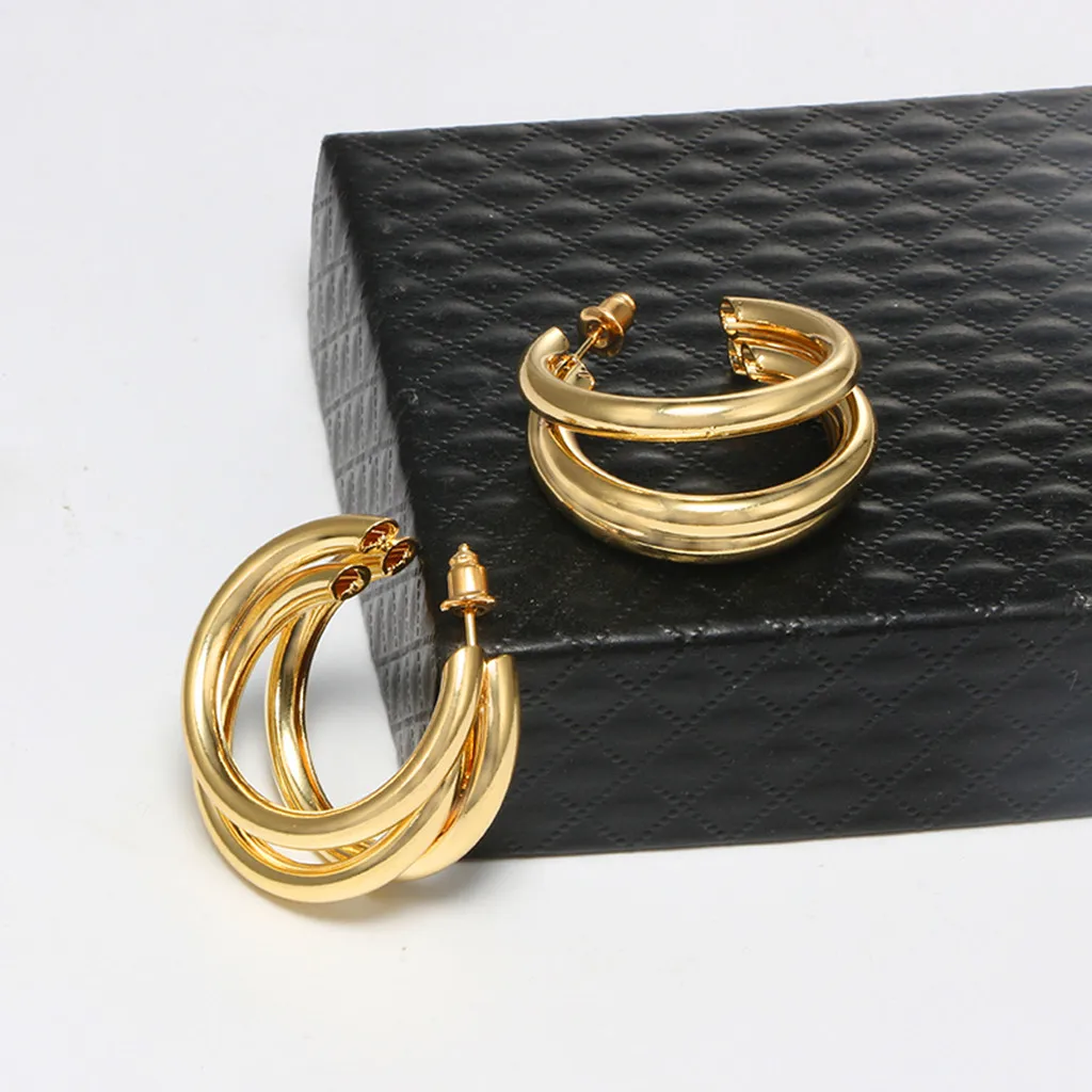 

NEW fashion women's earrings jewelry pendientes сережки серьги Simple C-type Semi-circular Geometric Earrings Jewelry H51