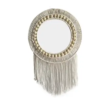 

Macrame Wall Hanging Mirror Boho Geometric Decorative Mirror Apartment Livingroom Bedroom Dorm Room Entryways Home decoration mi