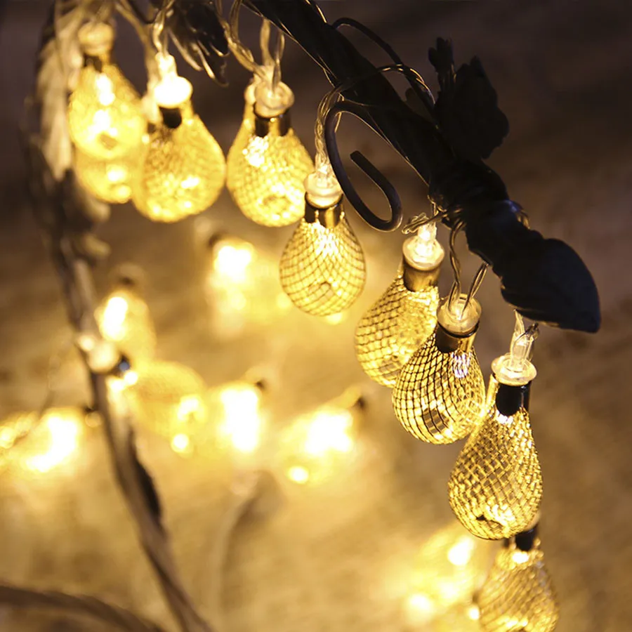 4M светодиодный светильник-гирлянда, 20 шт. металлический Сказочный светильник-гирлянда, Рождественское украшение, 8 режимов, 220 В, уличный светильник для патио, свадебной вечеринки - Испускаемый цвет: Тёплый белый