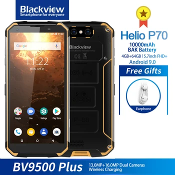 Перейти на Алиэкспресс и купить Blackview BV9500 Plus смартфон с 5,7-дюймовым дисплеем, восьмиядерным процессором Helio P70, ОЗУ 4 Гб, ПЗУ 64 ГБ, 10000 мАч, Android 9,0