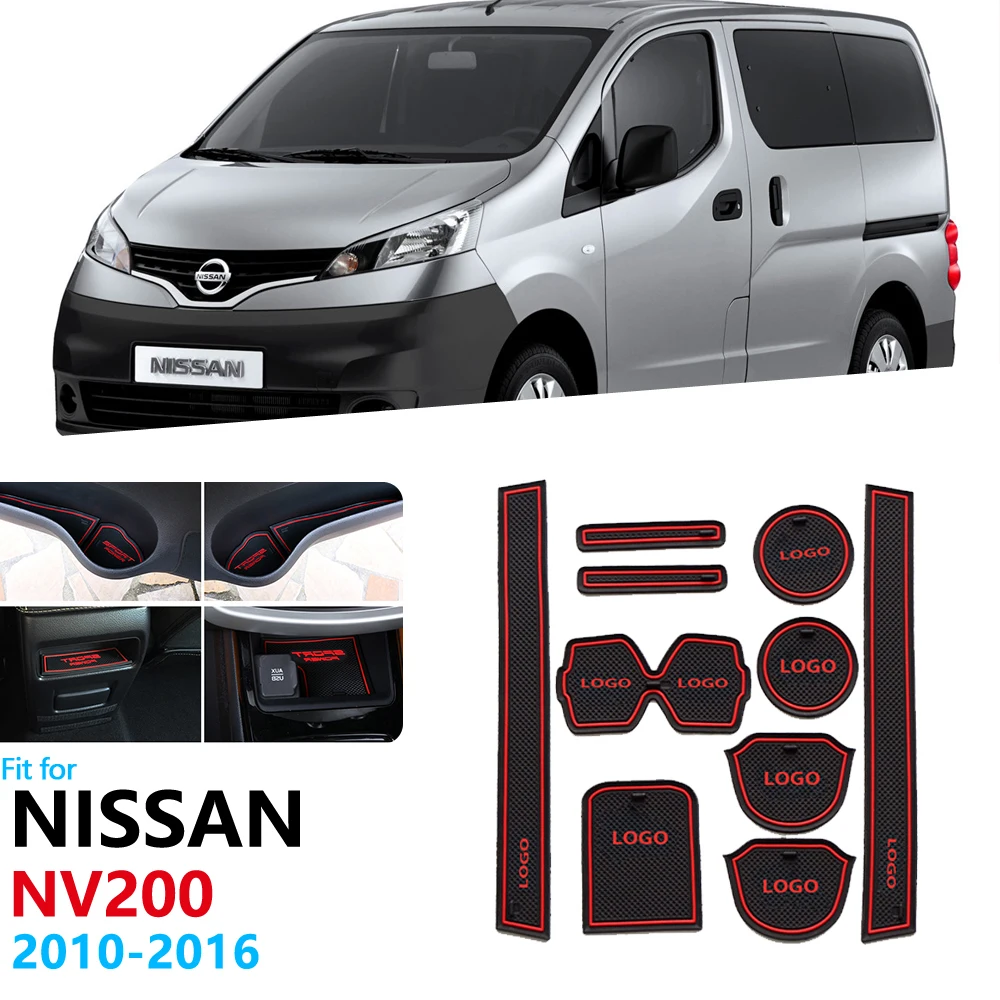 

Anti-Slip Rubber Gate Slot Cup Mat For Nissan NV200 Evalia Vanette Door Groove Mat for Chevrolet City Express 2010~2016 2015