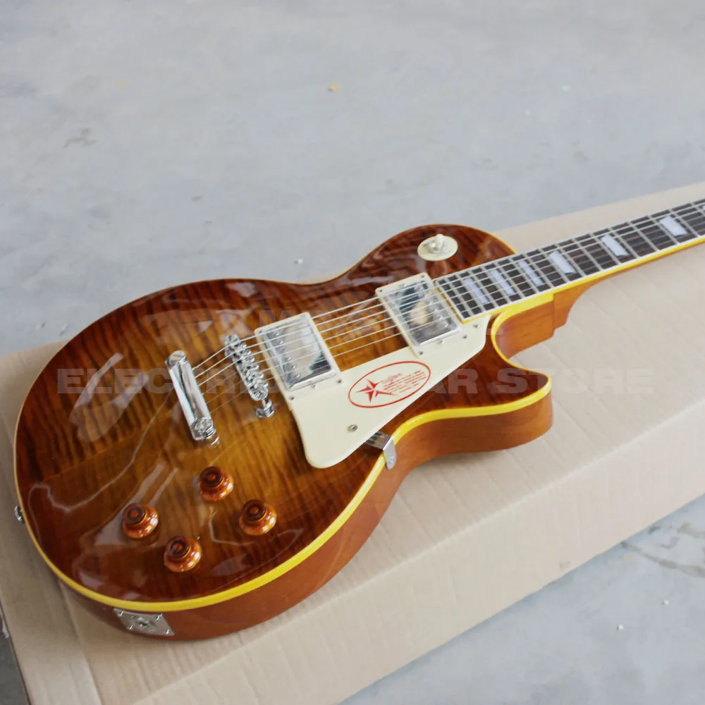 

Top quality lpstandard electric guitar tiger flame lpguitar guitar case available