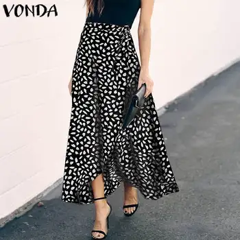 

Ladies Office Skirt Women Sexy Dot Leopard Printed Casual Loose Ankle-Length Skirts Plus Size VONDA Female Work Wear Oversized