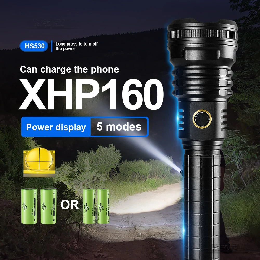 Super Bright XHP90 XHP100 XHP160 LED Flashlight Zoom Torch USB Rechargeable Lamp 