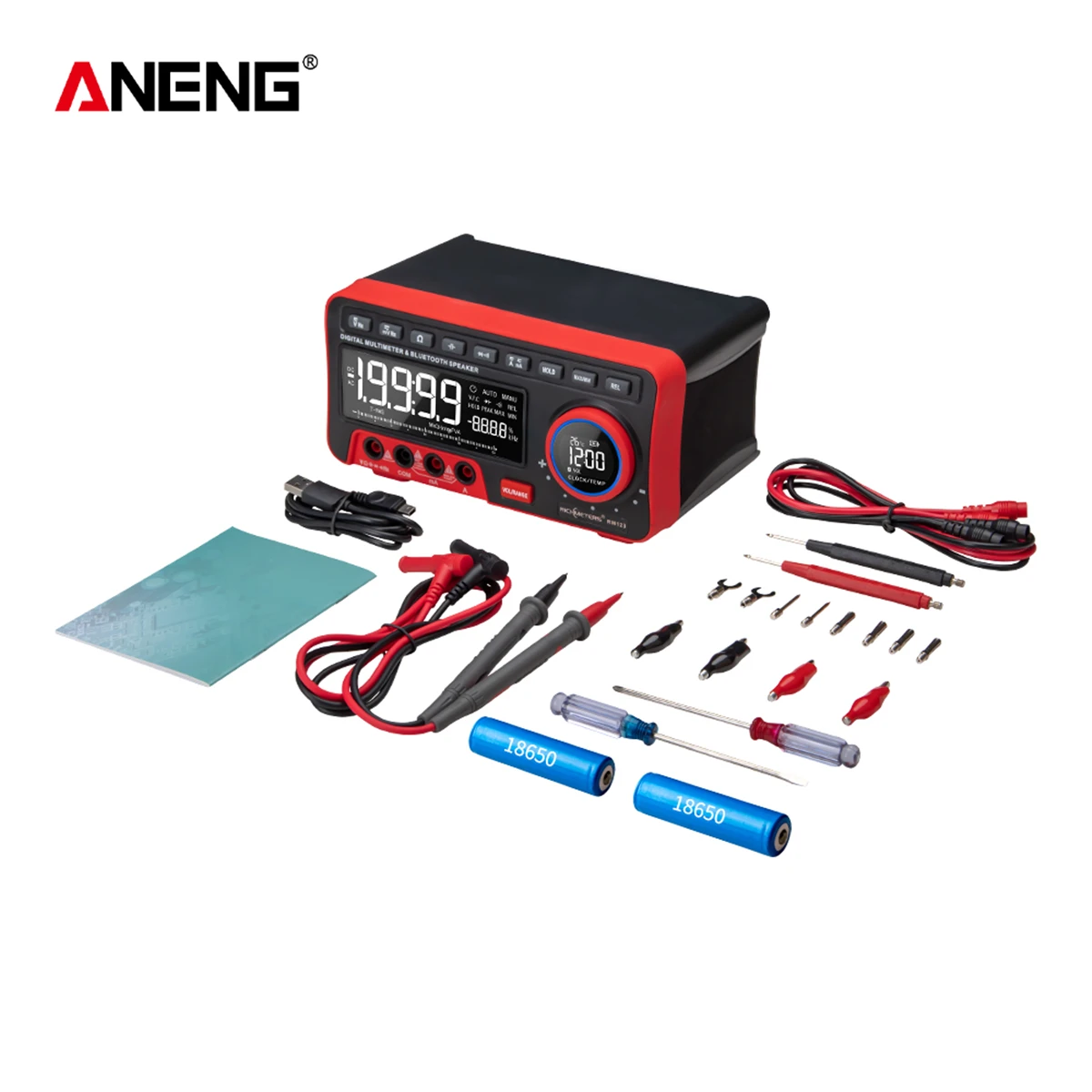 Upgrade with battery ANENG AN888S BT аудио мультиметр Будильник цифровой дисплей Напряжение измеритель тока 19999 отсчетов Автоматический диапазон Универсальный измеритель - Color: Upgrade with battery