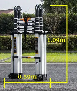 

2.9m household multifunctional portable extension aluminum alloy telescopic ladder, anti-rolling, thick seamless aluminum tube