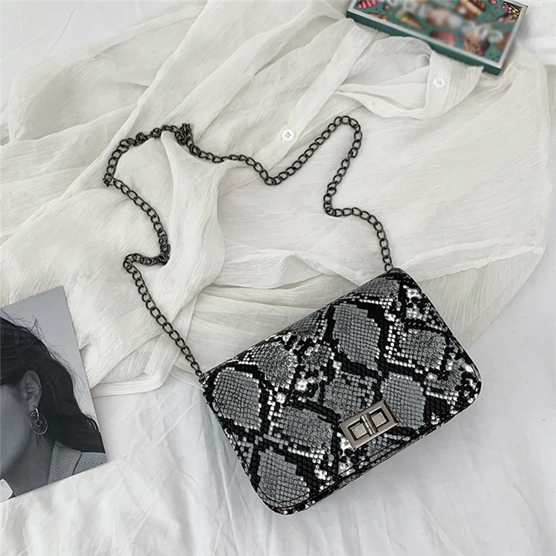 Aelicy Luxury Handbags Women Bags Designer Small Square Crossbody Bags Wild Girls Snake Print Shoulder Messenger Bag 1105