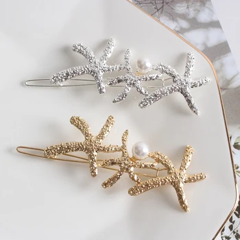 

Korean Style Pearl Hairpin Girl Simple Leaves Starfish Hair Clip Barrette Elegant Side Clip Hair Accessories