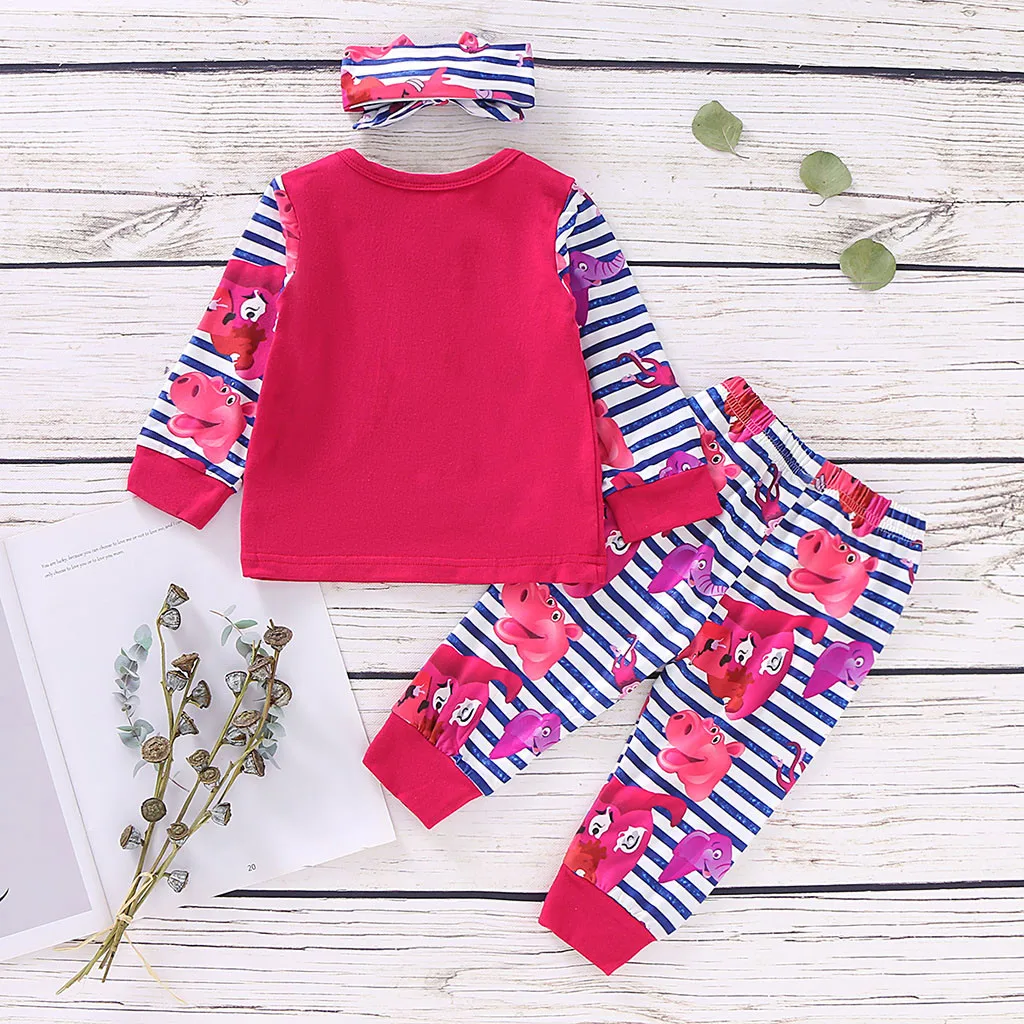 Newborn Baby Girl clothes Set Cotton Print Long Sleeve Floral Tops+Pants+Headband 3Pcs Outfit Autumn infant Toddler Girl Clothes