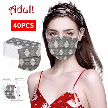 

50pc Adult Three-layer Disposable Face Masks Dustproof Protective Fashion Printing Mouth Mask Women Men Face Cover Masque Adulte