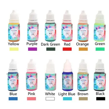 

12 Colors Art Ink Natural Resin Pigment Kit Liquid Colorant Dye Ink Diffusion UV Epoxy Resin Jewelry Making Tools