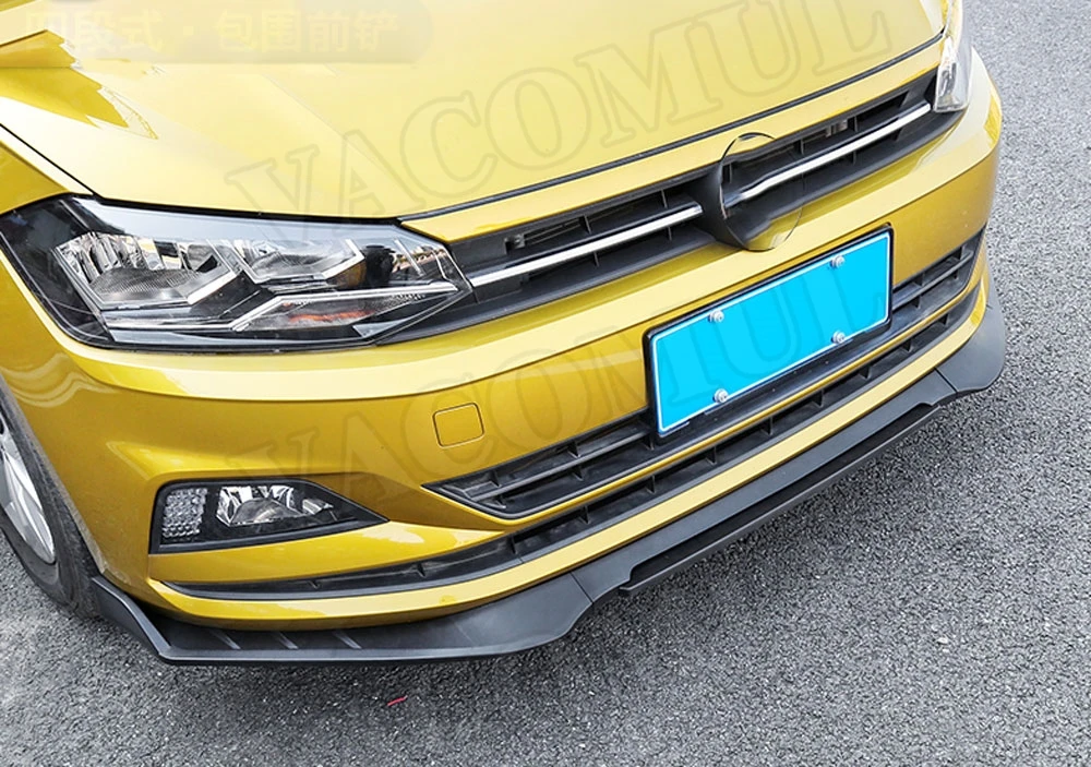 ABS черный бампер передний спойлер для Volkswagen VW Polo плюс насадка для подбородка лопата для снега протектор 3 шт./компл. 4 шт./компл